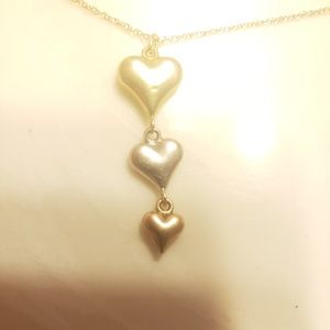 10kt yellow, white, and rose gold hearts charm